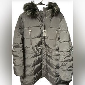 NUTEXROL Women's Fur Hooded Puffer 2XL